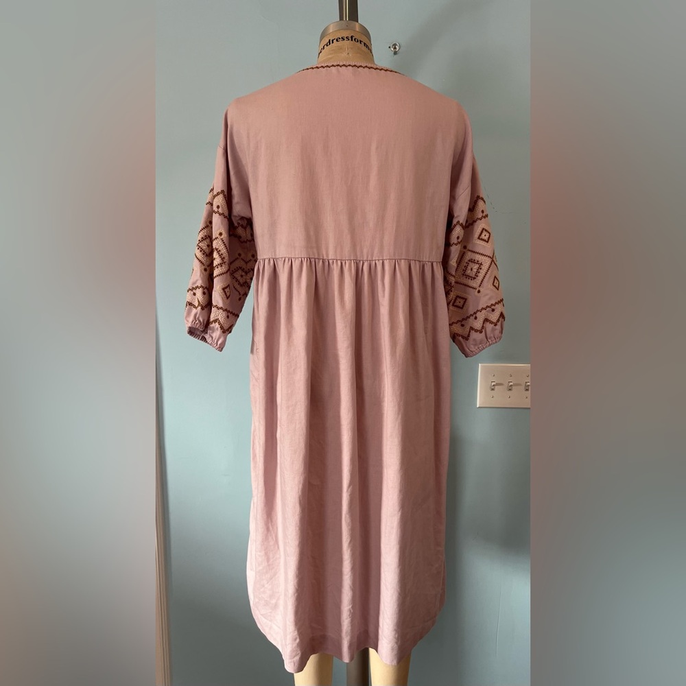 NWOT Madewell Petite Embroidered-Sleeve Popover Midi Dress - Medium - Lavender - Picture 6 of 10